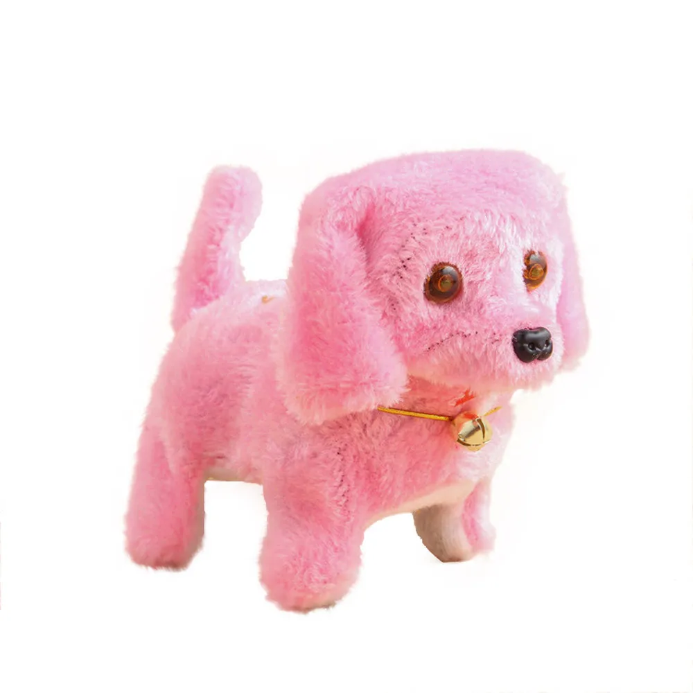Музыкальный светильник, милый плюшевый Роботизированный электронный прогулочный питомец, собака, щенок, детская игрушка, подарок для детей, игрушки - Цвет: Розовый