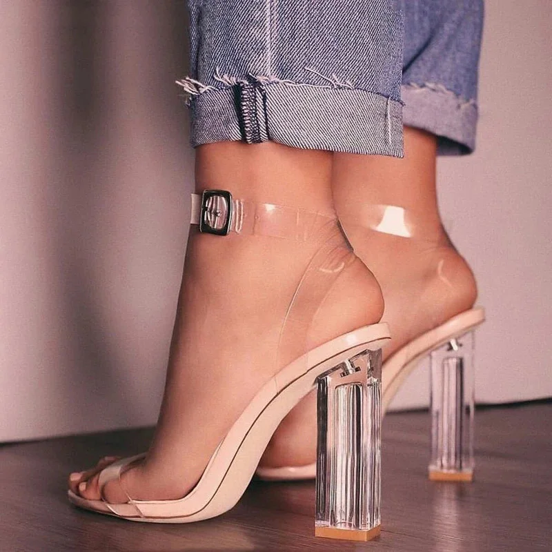 clear glass heels