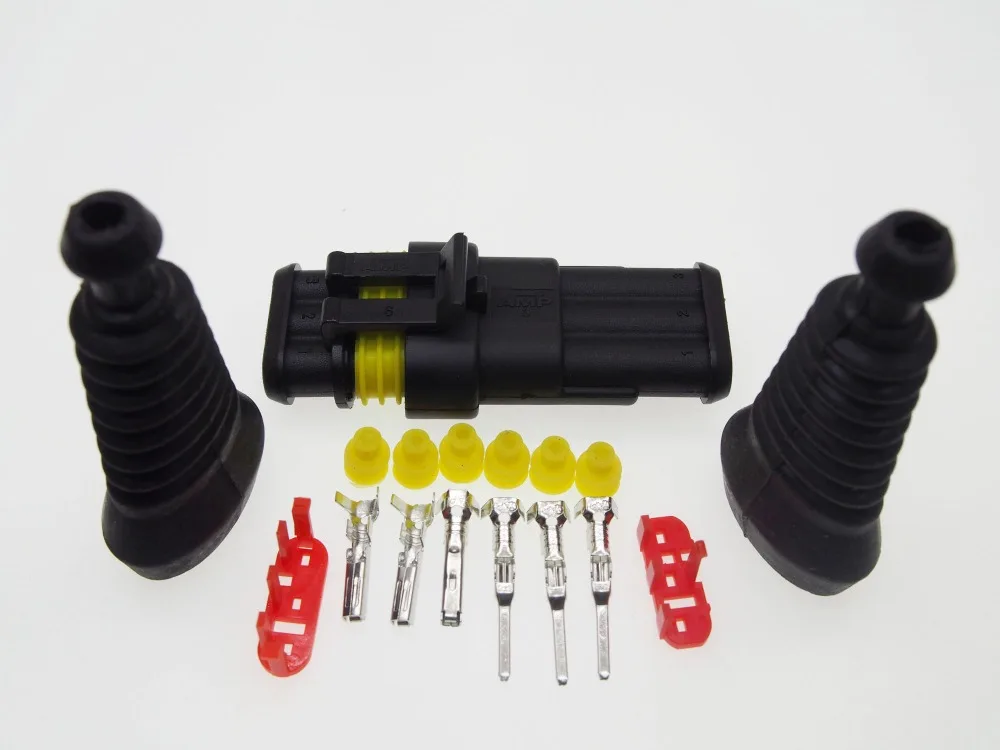 3 Pin AMP male& female Auto hid разъемы+ оболочка(2 шт) Наборы для HEV/EV Start/Stop/Inverter систем и т. Д