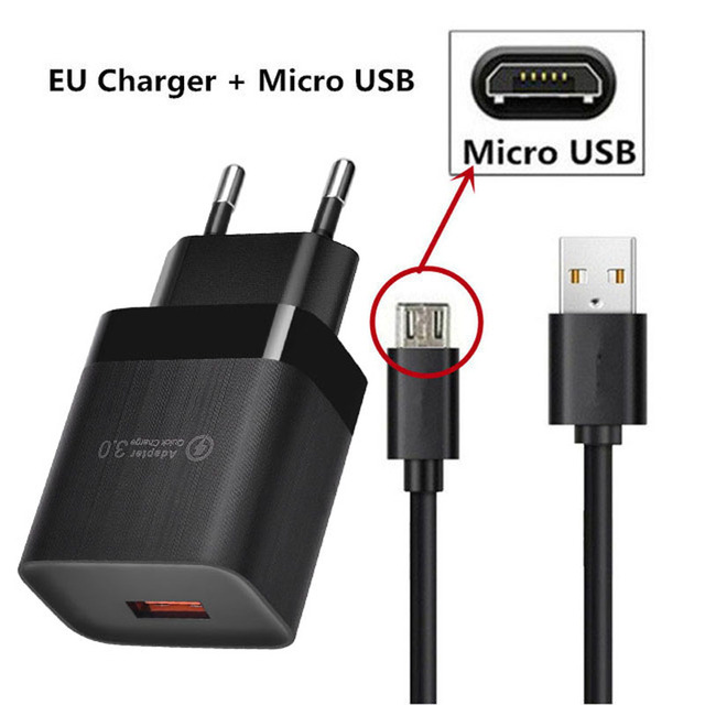 QC 3.0 USB Charger Quick Charge Phone Fast Charging Adapter For Realme C21 Samsung Xiaomi 11 Lite Mobile Phone Charger Cable
