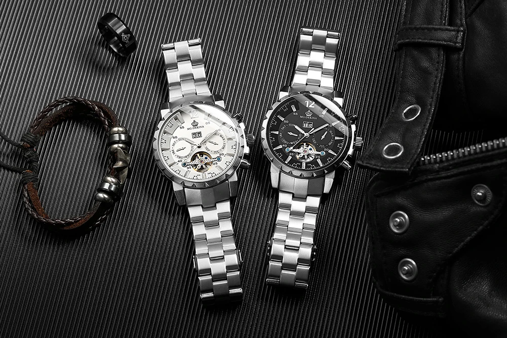 Классические Tourbillon механические наручные часы мужские модные спортивные автоматические часы черные многофункциональные часы из нержавеющей стали