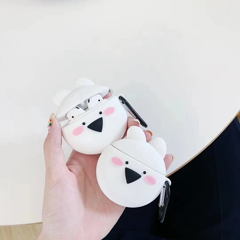3D чехол для наушников для Airpods, чехол, милый силиконовый чехол с изображением собаки утки из мультфильма для Apple Air pods 2, наушники/Earpods, чехол, брелок, кольцо