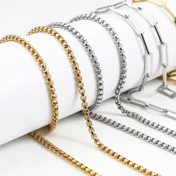 

1 PC Stainless Steel Face Mask And Glasses Neck Strap Lariat Lanyard Necklace Silver Color Square DIY Chains 54.5cm long