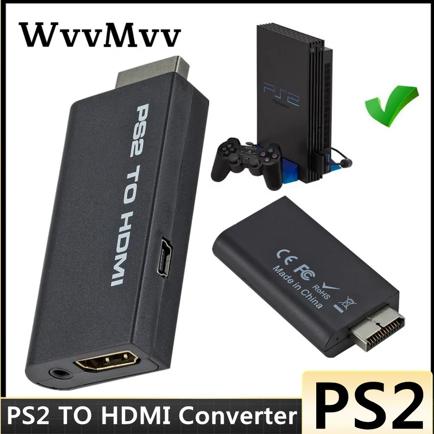 Адаптер WVVMVV PS2 в HDMI-совместимый преобразователь Аудио и видео 480i/480p/576i/адаптер