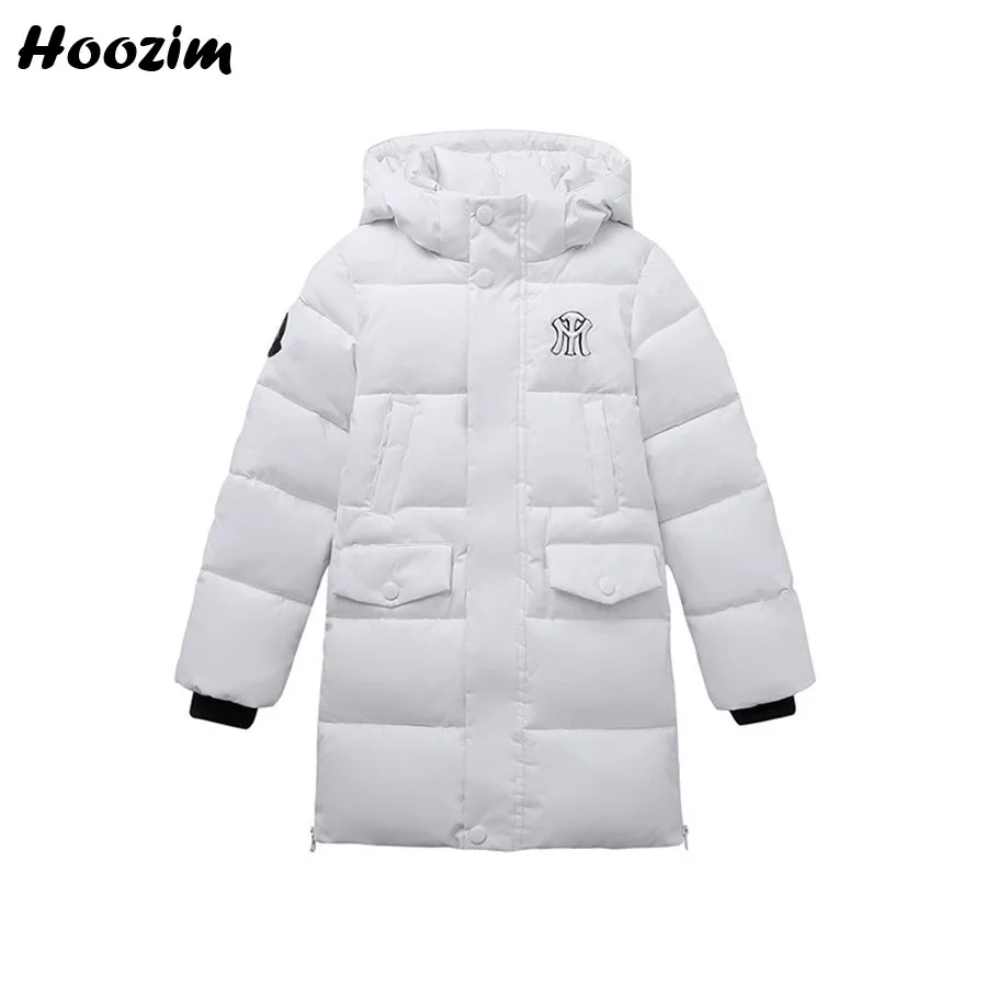 

2019 White Solid Quilted Jacket For Girls 4-12 Years high street black Hooded Minimalist Outerwear Children Chic Parka Coat Boys