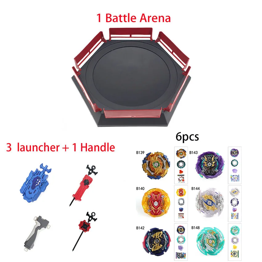 Все модели Beyblades Burst игрушки со стартером и ареной Bayblades Металл Fusion Бог волчок Bey Blade лезвия игрушки - Цвет: 6pcs arena launcher