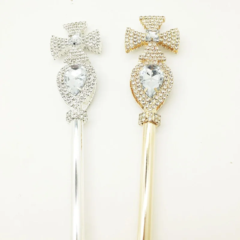 Cetro de Cristal, Tiara e Coroa Dourada/Prateada para Casamento, Festa ou Traje de Rei e Rainha._voghion.com