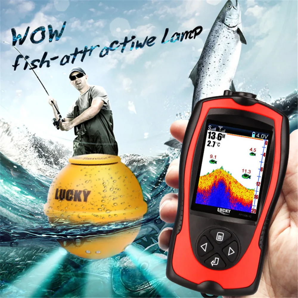 

LUCKY FF1108-1CWLA Wireless Sonar Fish Finder Transducer ICE/Ocean/Boat Fish Finder Alarm Waterproof Finder Sonar Sensor Fish