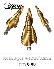 XCAN 1 шт. 4-20 мм HSS с титановым покрытием Ступенчатое сверло электроинструмент для металла, дерева, Дырокол