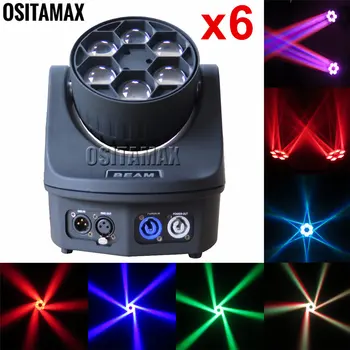 

6pcs Mini LED Disco Light Beam Wash Bee Eyes 6x15w Moving Head Light RGBW 4IN1 Strobe Beam Moving Head DJ Lights Party Light