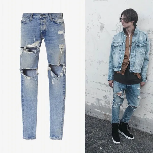 Мужские джинсы хаос ноги молнии Slim Fit High Street джинсы мужские стрейч брюки