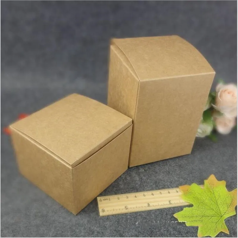 

5pcs Small Kraft paper gift packaging box,square kraft cardboard handmade soap candy box,DIY white wedding craft paper gift box