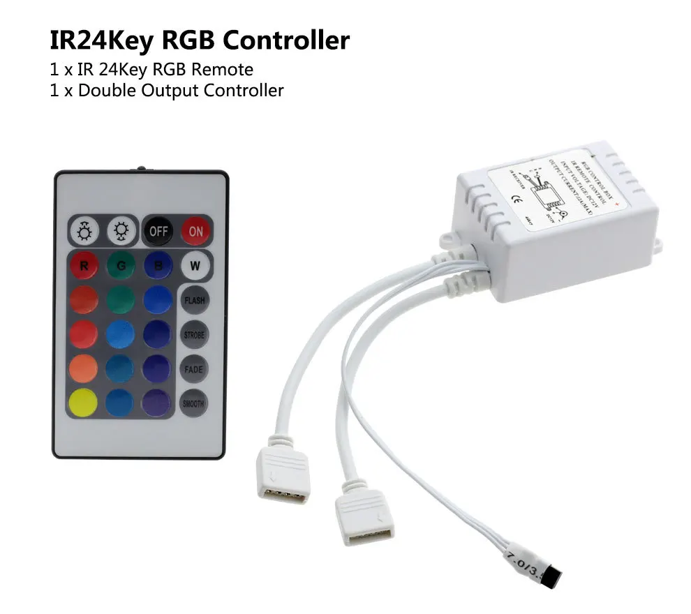 24 ключ RGB контроллер 12 В ИК Инфракрасная Светодиодная лента красочный регулятор мощности света Двухсторонняя доска