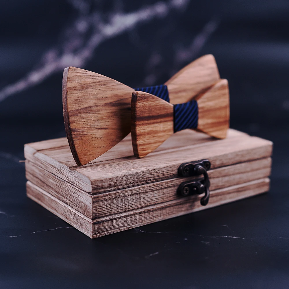 Klassische Kinder-Holzfliege für Jungen und Mädchen, Baby-Fliege, modische Fliege in Zebraholzfarbe, Haustier-Krawatte – Detail 4
