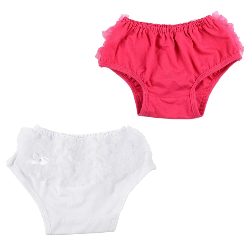 2pcs Baby Girl Knickers Ruffle Panties Bloomers Diaper Cover-S, Red& White