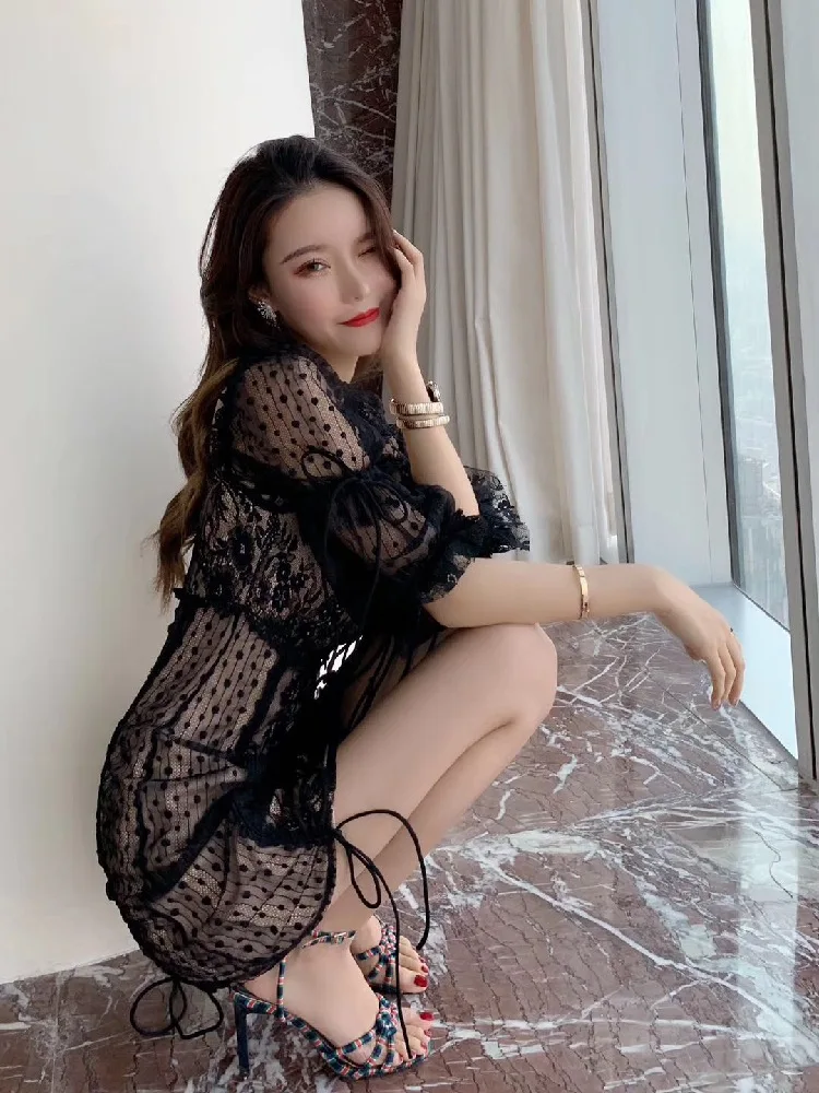 Kpop черные розовые jisoo же корейские Тонкие Шнурки сексуальное кружевное черное платье женские летние уличные Вечерние платья Высокая поясная сумка