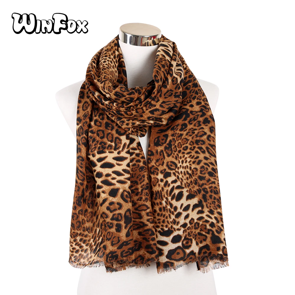 

Winfox Vintage Animal Print Leopard Scarf For Women Ladies Winter Scarves Shawl Stole