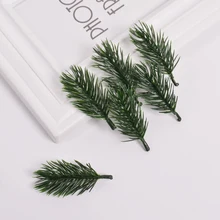 10 шт./лот, 6 см, искусственные сосновые иголки, имитация растений, цветы, аксессуары для рождественских елок, декоративные цветы