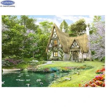

5D DIY diamond embroidery village house scenery diamond painting Cross Stitch full drill mosaic painting rhinestone decoration