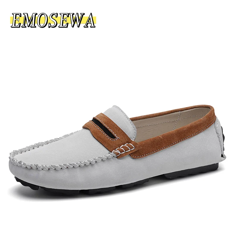 EMOSEWA/Брендовые мужские лоферы; мужская повседневная обувь из замши; Mocassim Masculino; дышащие водонепроницаемые Мокасины без застежки; Chaussures Hommes