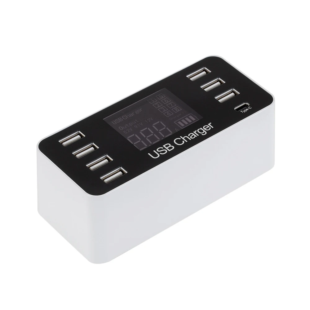 Многопортовый USB адаптер настольное настенное зарядное устройство светодиодный дисплей зарядная станция 40 Вт