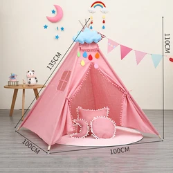 Tente indienne Portable de 1.35M pour enfants, jouets pour enfants, tipi maison avec lumière, décoration de chambre pour filles, jeux pour enfants 