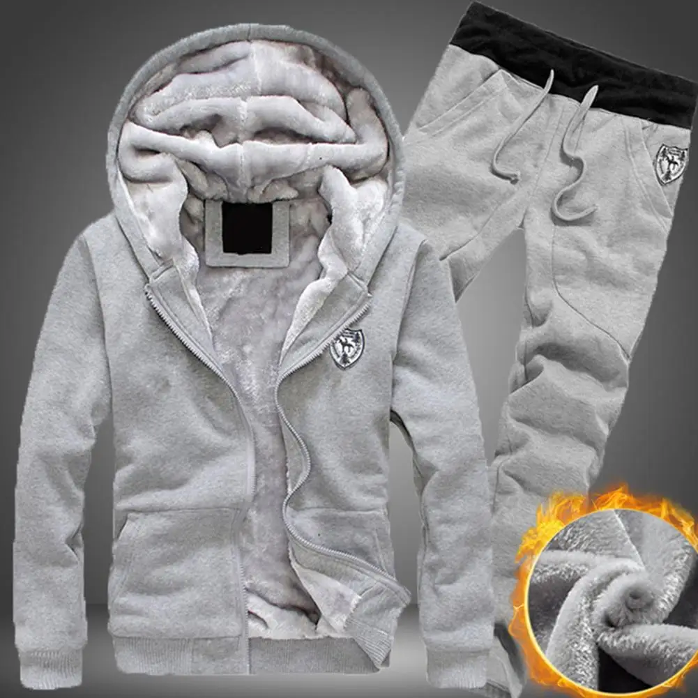 2020 Plus Size Men Casual Warm Tracksuit Fleece Zipper Hooded Coat Drawstring Pants 2 Piece Sets Mens Clothing 2020 Plus Size Men Casual Warm Tracksuit Fleece Zipper Hooded Coat Drawstring Pants 2 Piece Sets Mens Clothing