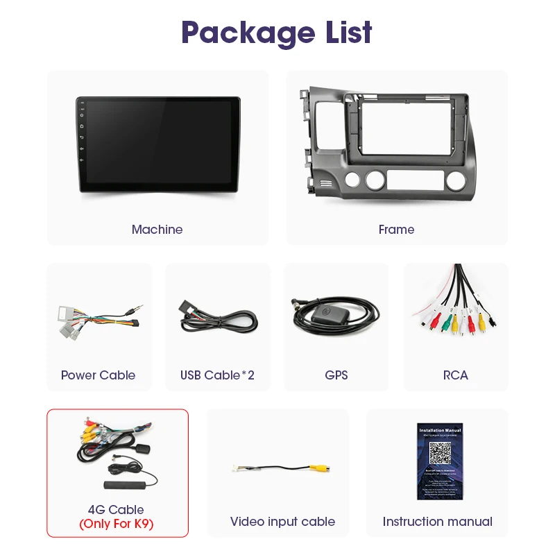 JMCQ 2+32GB Android 9.0 CarPlay DSP Car Radio Multimidia Video Player Navigation GPS Car Stereo For Honda Civic 2005-2012 2din
