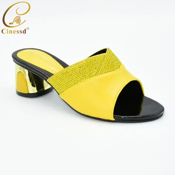 

New Arrival Large Rhinestone Women Wedding Shoes Elegant Ladies Shoe for Party Nigerian Women Slip on High Heels Slipper