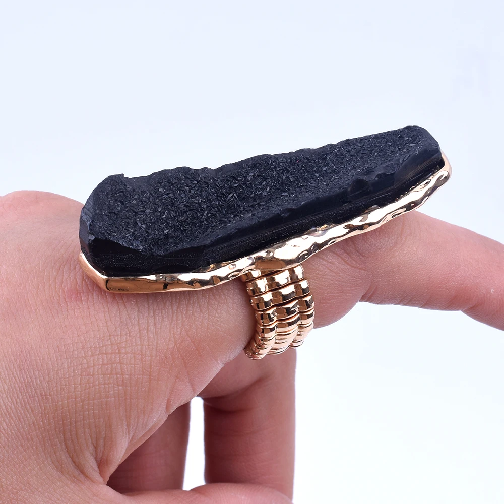 New Exaggerated Punk Resin Volcanic Stone Ring Adjustable Retro Personality Long Ring Special Rock Style Women Men Jewelry|Rings| - AliExpress