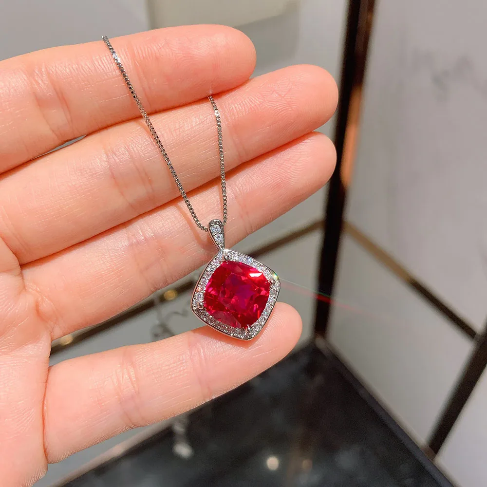 2021 Trend Created Ruby Gemstone Stud Earrings Pendant