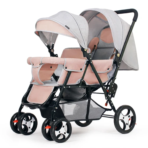 Светильник для близнецов, детская коляска для новорожденных, двойной зонтик, коляска для новорожденных, может сидеть и лежать, детская коляска, коляска для новорожденного, дорожные коляски - Цвет: E