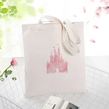 Холст сумка для покупок замок иллюзии текст DIY ежедневное использование пользовательский принт Логотип эко многоразовая утилизация