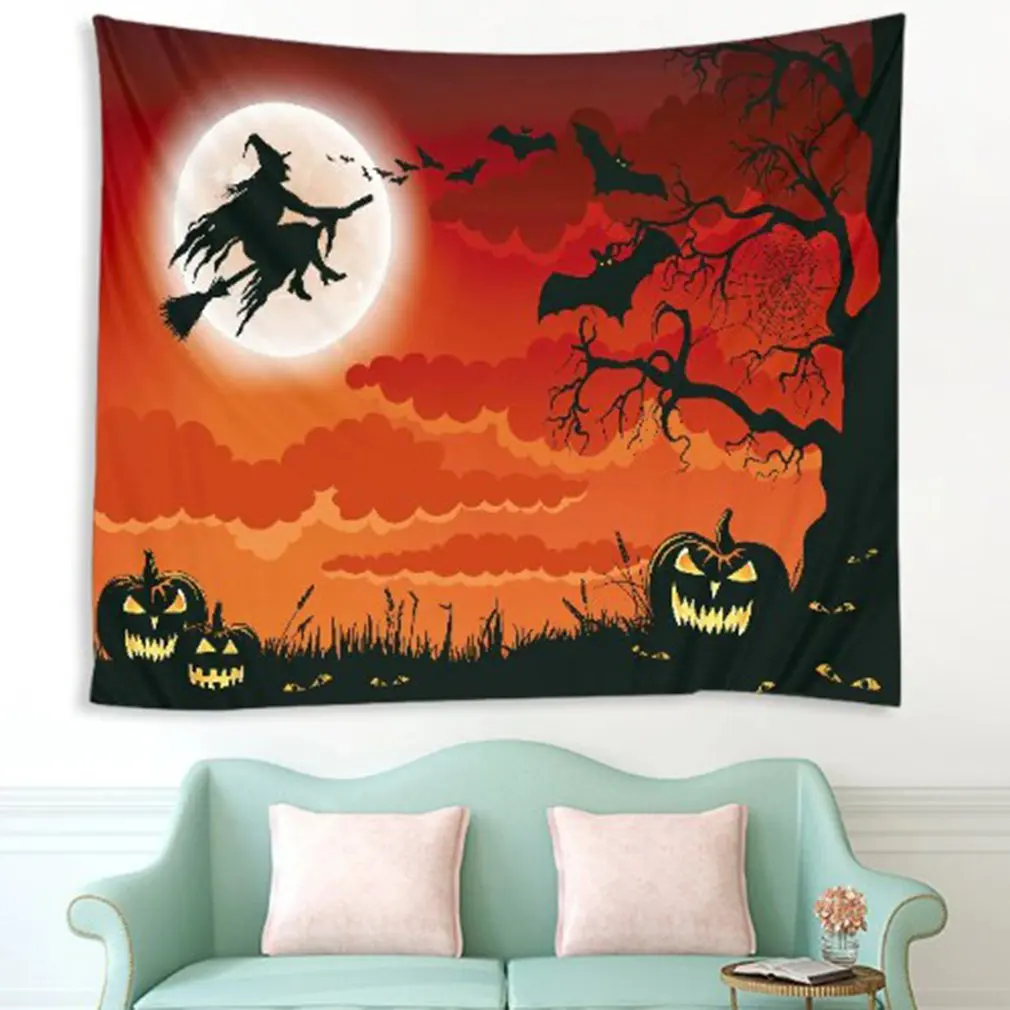 Halloween Tapestry Pumpkins Witch pumpkin Print Wall Hanging Tapestry Art Home Decoration Wall Tapestry