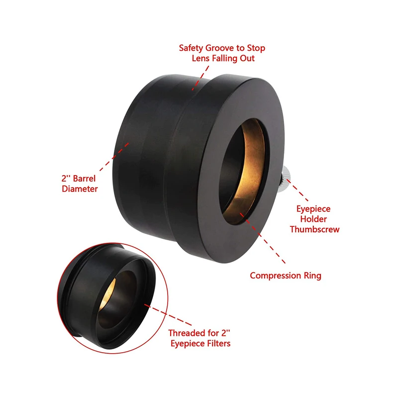StarDikor 2 to 1.25 Inch Eyepiece Adapter Telescope Astronomy 50.8mm to 31.7mm Metal Adapter For Binoculars Monocular 2
