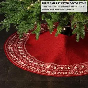 

122cm 92cm Christmas Tree Skirt Knitted Carpet New Year Decorations Xmas Decoration Tree Skirt Ornaments Festive Party Supplies