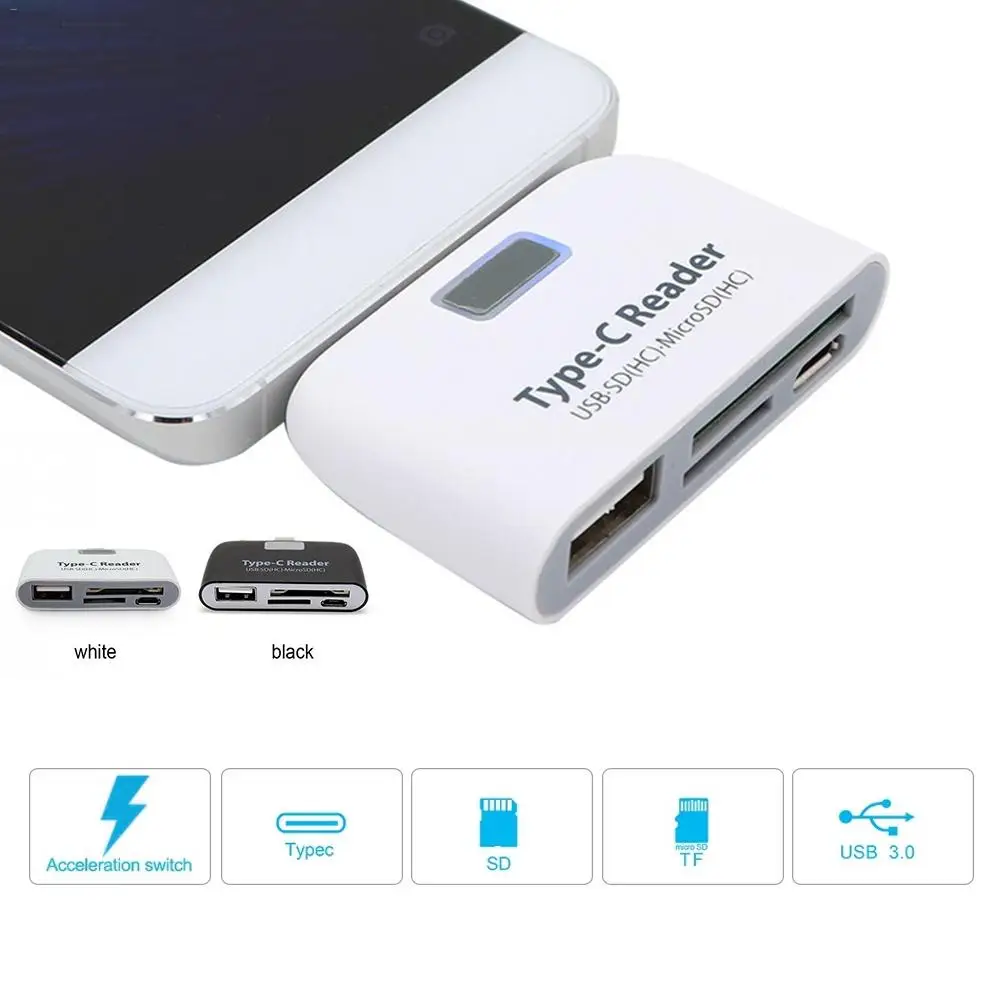 USB 3,1 тип-c OTG кардридер Тип c USB-C штекер к USB 3,0 OTG TF SD MS Женский адаптер для OTG телефона Macbook