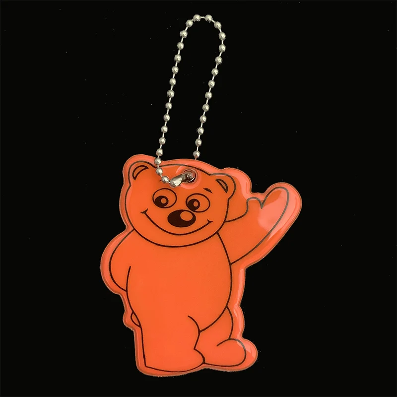 Orange red 100 шт./лот милый медвежонок мягкий ПВХ отражающий брелок подвесные аксессуары для сумок брелоки для безопасности дорожного движения - Цвет: Orange red