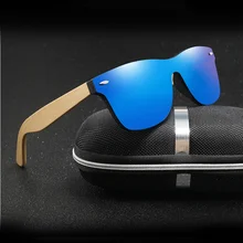 Новинка, деревянные солнцезащитные очки из бамбука для женщин и мужчин, зеркальные солнцезащитные очки большого размера в стиле ретро, мужские солнцезащитные очки ручной работы