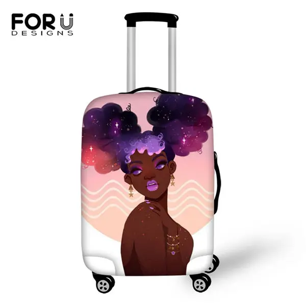 FORUDESIGNS/Модный чехол для багажа, черный Африканский узор для девочек, аксессуары для путешествий, афро-художественный дизайн, водонепроницаемый чемодан, чехол - Цвет: CDWX3947LMS