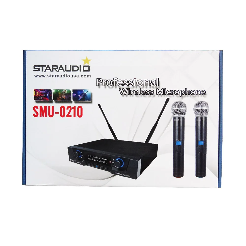 STARAUDIO Профессиональный 2 канала UHF беспроводной микрофон системы 2CH церкви ручной микрофон для сцены вечерние Дискотека SMU-0210A