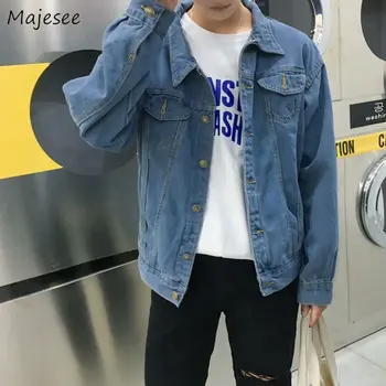 

Jackets Men Denim All-match Loose Korean Style Streetwear Ulzzang Mens Large Size High Quality Coats Leisure Clothing Simple New