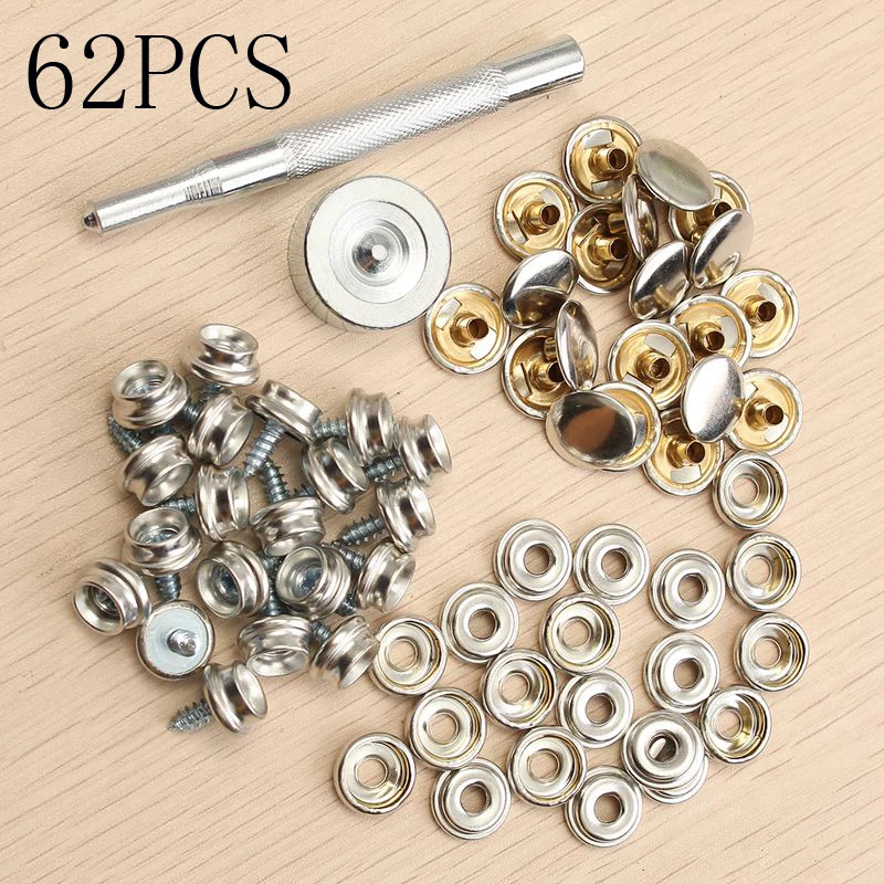 STAINLESS STEEL BOAT COVER Snap FASTENER REPAIR KIT- 62 PIECE SL MARINE For Boat Covers/Cars Hoods/Caravans/Leather /Jackets