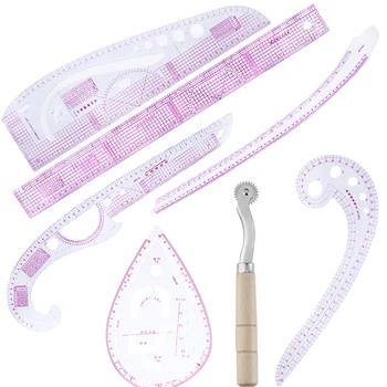 

Imzay 7pcs Ruler Tailor Measuring Kit French Curve Sewing Set Patchwork Rule Combination Paddle Wheel