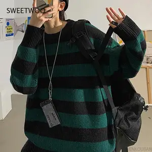 2021 Women Sweater Winter Pullovers Woman Striped Sweater Casual Jumper Oversize Couple Harajuku Shirt Warm Pullover