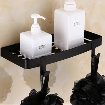 

European bathroom 304 stainless steel single layer rectangular rack storage rack free punch black wx8071432