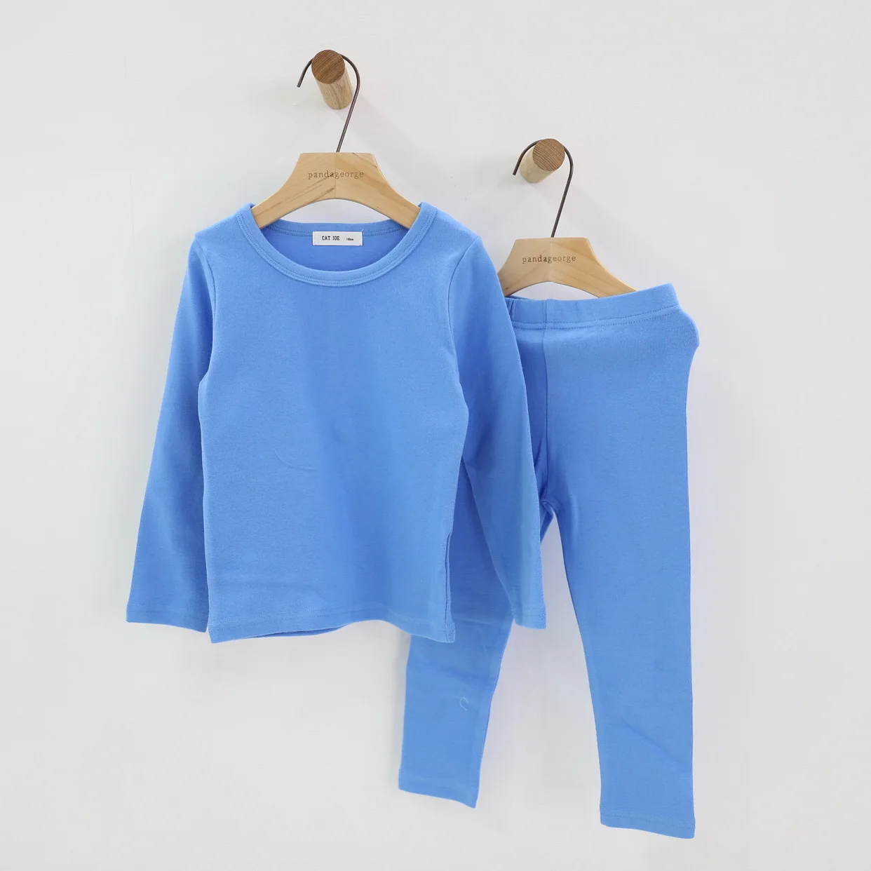 Autumn winter pajama set shirt boys girls simple candy-color casual comfort - Color: ju Blue