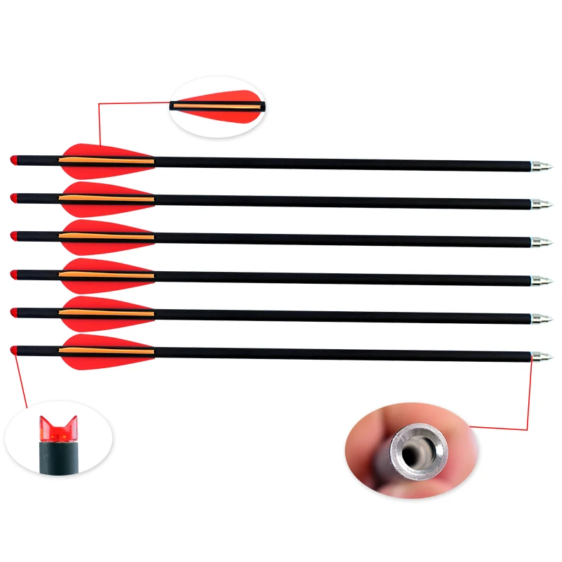 

6Pcs 16/17/18/20/22 Inch Carbon Arrows, 2 Red and 1 Orange Replaceable Bolt Arrows, Used for Outdoor Hunting and Archery