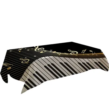 

1PC Black & White Tablecloth Line Table Piano Music Pattern Table Cloth Rectangular Tea Table Cover Dining Home