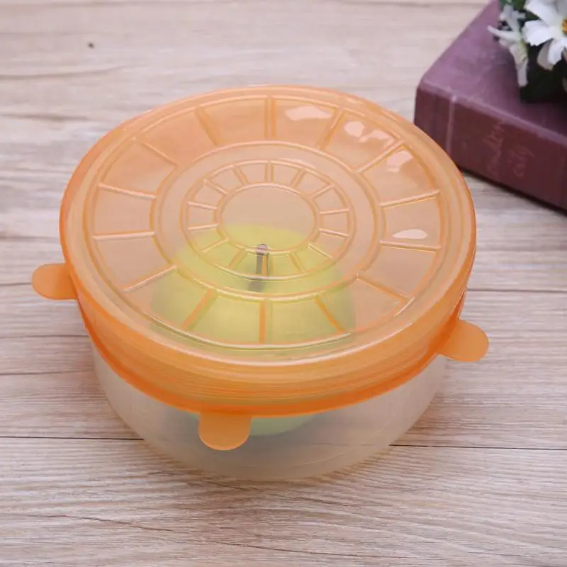 

6pcs/set Reusable Silicone Kitchen Stretch Lids Bowl Stopper Cover Suction Pot Lids Cooking Pan Spill Lid Food Fresh Keeping Lid